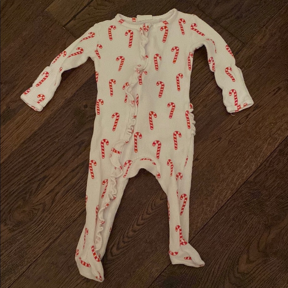 EUC Candy Cane Pajamas with Feet